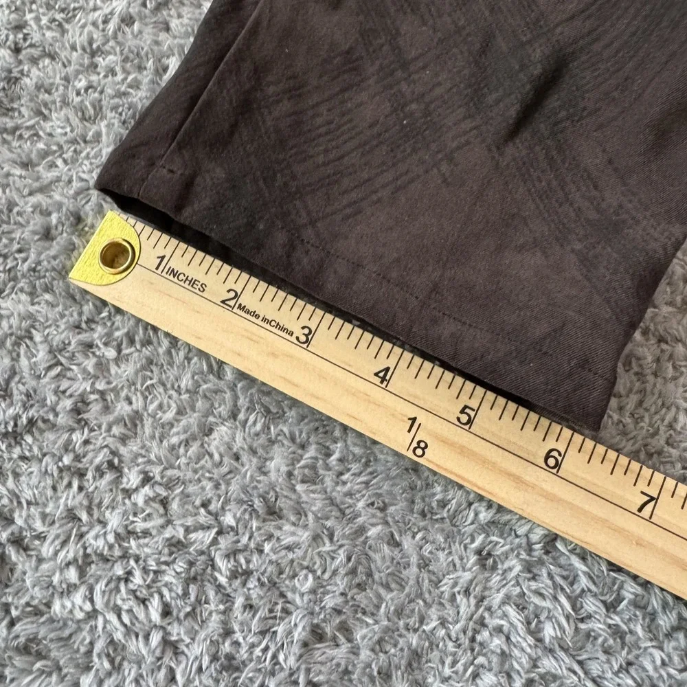 Unbranded Crosshatch Pattern Trousers Size 32 Brown Textured Flat Front Pants